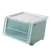 Caixa de Armazenamento Grande de Plástico Iridescente com Tampa Flip-Top Gabinete de Armazenamento Modular Empilhável Tampa Transparente Abertura Inclinada Prateleira Organizadora de Brinquedos