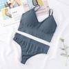 Conjunto de ropa interior fina estilo francés sin aros de acero, hermosa espalda, push-up, envoltura de pecho, chaleco de base con cabestrillo, sujetador de copa triangular de gran tamaño
