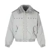 Chaqueta de Trabajo Retro Americana con Remaches Cuello de Piel Solapa Hombres Mujeres Otoño Invierno Nueva Acolchada de Algodón Chaqueta Abrigo Moderna