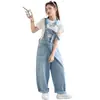 Jeans para Niñas de Primavera, Verano y Otoño 2026 Nuevos Monos de Mezclilla Simples Casuales Estilo Coreano para Niños Mayores