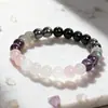 Pulseras Populares Transfronterizas Europeas y Americanas, Joyería para Mujer, Amatista, Cristal Rosa, Brillo Gris, Obsidiana Negra, Pulseras al por Mayor en Stock