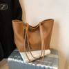 Bolsa vintage de grande capacidade feminina 2025 nova bolsa tote de nicho da moda sul-coreana, bolsa tote simples de um ombro só com axila