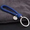 Al por Mayor Punto Creativo Cuerda de Cuero Trenzada Círculo Único Llavero Muñeca Bola de Pelo Llavero Accesorios para Llaves Joyería