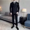 Elegante traje de lana para hombre, atuendo de boda para el novio, traje cruzado, abrigo de lana grueso para otoño e invierno