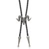 Collar de polo de PU de aleación con cabeza de vaca y águila, estilo retro y moderno, sencillo y largo para hombres europeos y americanos.