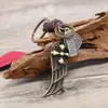 Pingente de Carro Simples Tecido à Mão, Chaveiro Artístico Retrô em Couro Genuíno, Chaveiro de Couro Bovino Alado