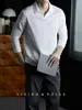 ¡Elegante sin esfuerzo! Camisa polo casual de manga larga con cuello en V para hombre, resistente a las arrugas, simple, de alta gama y perfecta como capa base para otoño e invierno
