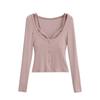 Top Sexy de Encaje con Empalme, Estilo Nuevo Primavera 2025 Kardashian, con Camiseta de Mujer por Dentro