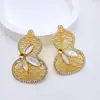 Nueva Joyería DIY de Perlas con un Toque de Alta Gama, Diseño Hueco, Chapado en Cobre con Oro Real, Base en Blanco Semi-terminada para Broche Colgante