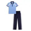 Traje de Verão, Uniforme de Turma do Ensino Fundamental II, Camisa Polo Solta de Manga Curta Estilo College, Conjunto de Três Peças de Uniforme de Formatura para Alunos do Ensino Médio e Fundamental