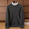 Suéter de Lã Escovada Novo Outono e Inverno Masculino Gola Redonda Fio Duplo Espessado Suéter Casual Juvenil Malha Suéter de Caxemira Escovada