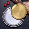 Prato redondo de aço inoxidável, prato de churrasco estilo coreano, bandeja dourada, prato de buffet de bolos e churrasco estilo ocidental, atacado de fábrica