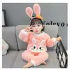 Mini Balabala Niñas Peluche Ropa de Casa Estilo Lindo Invierno Nuevo Bebé Cálido Coral Fleece Conjunto de Pijamas