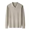 Suéter de punto transfronterizo para hombre con lana y seda de morera, con cuello de gaviota, para otoño e invierno, casual, de alta gama y en un estilo "old money"