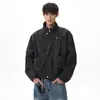Jaqueta de Voo Acolchoada Desconstruída com Gola Alta Estilo High Street Retrô Solta Nova para Primavera e Outono Masculina Marca Tendência Casaco de Trabalho