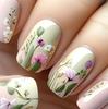 Comercio exterior 24 piezas de arte de uñas más vendido dulce encantador estilo pastoral verde claro degradado flores hojas armadura de larga duración al por mayor