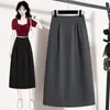 Saia Estilo Tailleur Emagrecedora Feminina Plus Size, Projetada para Mulheres Curvilíneas, com uma Saia Versátil de Cintura Alta e Comprimento Médio em Linha A Única e Estilosa