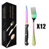 Juego de cuchillo y tenedor para bistec de acero inoxidable 1010 más vendido transfronterizo, juego de 24 piezas para hoteles y restaurantes occidentales, incluye tenedores de postre
