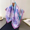 Bufanda Cuadrada Estampada Estilo Coreano con Flores Grandes de Seda Artificial, Chal, Pañuelo de Cuello, Bufanda de Cuello de Gama Alta, Pañuelo para la Cabeza, Pañuelo de Seda, Bufanda