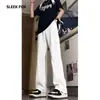 Calça Social Americana Tendência Simples Solta Emagrecimento Casual Cintura Alta Caimento Elegante Versão Estreita Levemente Flare Perna Larga Calça Longa