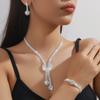Pendientes de Diamante Super Brillantes Elegantes Franceses Collar Pulsera Juego de Cuatro Piezas Moda Personalizada Joyería de Lujo Ligero de Gama Alta