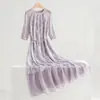 Vestido Elegante de Flores Cortadas de Alta Calidad Morado para Mujer Verano 2025 Nuevo Delgado de Cintura Moda Larga