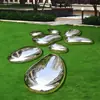 Acero Inoxidable Gota de Agua Piedra de Guijarro Escultura Metal Espejo Personalizado Mesa de Café Silla Decoración Exterior Adornos en Stock