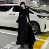 Vestido Elegante de Cor Sólida com Gola Redonda e Mangas Longas para Outono e Inverno Feminino, Estilo Elegante, Cintura Marcada, Ajustado ao Corpo, Saia Longa Evasê de Cintura Alta