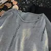 Nueva colección otoño/invierno 2024: Suéter de punto casual y de corte relajado, estilo retro americano, de cuello en V, prenda exterior de color liso para hombre