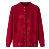 Roupas para mulheres de meia-idade e idosas casaco suéter de inverno mãe tricô com forro de fleece roupas para idosos cardigã quente top