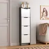 Novo armário de sapatos flip-door de três e quatro camadas ultrafino para uso doméstico, armazenamento estreito atrás da porta, simples, prático e esteticamente agradável para a entrada
