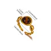 Anel de pedra olho de tigre mais vendido internacionalmente, anel aberto irregular martelado com franja vintage e sol, luxo leve e elegante, disponível para dropshipping