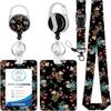 Amazon Novo Cordão com Flor Fivela de Puxar Fácil Porta-Cartão Pode Imprimir Vários Padrões crachá Porta-Identificação Chaveiro