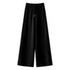 Pantalones de pierna ancha de cachemir Bai Shan de doble hebra engrosados encriptados de hilo ancho para mujer, sueltos, adelgazantes, casuales, de color liso, pantalones largos, pantalones de cachemir
