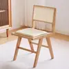 Taburete Moderno Nórdico Simple para Balcón Restaurante Ratán Hogar Dormitorio Madera Maciza Retro Bolsa Suave Estudio Silla ins