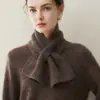 Cachecol pequeno para aquecimento e decoração, novo modelo outono e inverno, 75% cashmere, 25% seda de amoreira, aquecedor de pescoço quente de tricô liso unissex