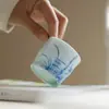 Taza Maestra de Cerámica Azul Pintada a Mano con Bambú Estilo Dinastías Tang y Song, Juego de Té Kung Fu, Taza de Té de Bambú para el Hogar, Taza de Degustación de Té