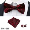Conjunto de 3 Peças Gravata Borboleta, Lenço de Bolso, Abotoaduras Masculinas Acessórios para Terno de Casamento Gravata Borboleta Lisa Paisley