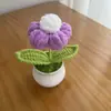 Ornamento de Mesa Acabado em Crochê Vaso Florido Fofo Decoração de Planta Presente Planta em Vaso Vaso de Flores Tricotado à Mão Flor Pequena