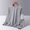 THOM BRIELLE waffle gola redonda suéter masculino primavera e outono forrado de lã solto tb quatro barras pullover camisa de fundo
