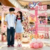 Dia dos Namorados na China (Festival Qixi Placa de Boas-Vindas Coluna de Placa KT Loja de Shopping Cena de Festa Decoração de Atmosfera Enfeites