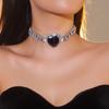 Colar Choker Coração Retro Luxuoso de Strass Estilo Europeu e Americano Exagerado Tendência Nicho Ins Doce Cool