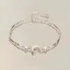 Pulseira de Flor de Cerejeira com Zircônia Rosa para Mulheres, Estilo Ins Nicho de Luxo Leve com uma Vibração Cool e Elegante, Joia de Amizade