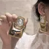 Pendientes Cuadrados Geométricos Simples de Metal Espejado Exagerados Pendientes para Mujer Retro Diamante Cristal Pendientes de Exhibición