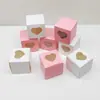 Caja Pequeña Cuadrada Rosa Estilo Europeo Caja Nueva para Dulces de Boda Ventana Transparente en Forma de Corazón Caja de Empaque para Dulces Caja de Regalo para el Día de San Valentín