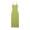 Vestido de punto con escote en V ajustado y tirantes finos de Skims Kardashian, estilo sexy, para mujer, con falda larga hasta la cadera, corte A