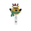 Elemento de Insignia de Tirador de Regalo de Pan de Jengibre Fieltro Tirador Muñeco de Nieve Pergamino Retráctil Navidad Pin de Cocodrilo