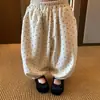Pantalones jogger de moda estilo coreano con estampado de lunares y forro polar para niños y niñas, nueva colección otoño/invierno, pantalones largos versátiles de corte holgado para niños y bebés