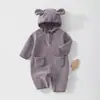 Mono de otoño e invierno para bebé niño y niña, mameluco de manga larga para bebé, con capucha de forro polar Clase A, traje lindo y suave para gatear