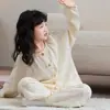 Pijama Familiar de Algodón Puro con Dibujos Animados, Cuello Redondo, para Niñas y Niños, Temporada de Primavera y Otoño, Lindo Conjunto de Dos Piezas de Ropa para el Hogar de Manga Larga para Niñas